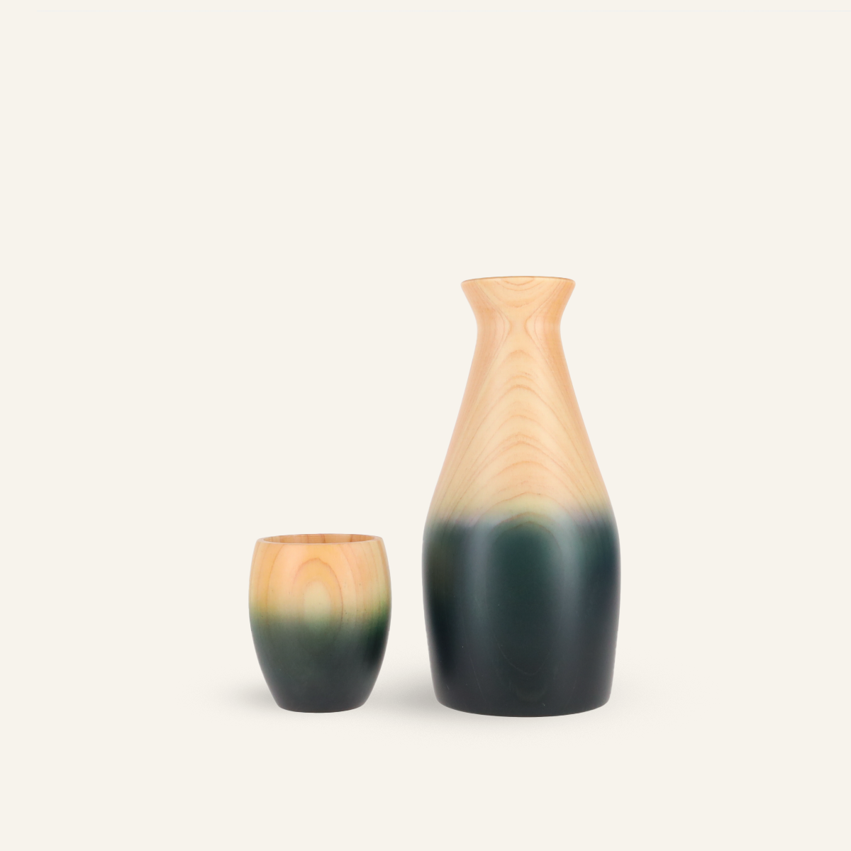 Service à saké indigo en bois de cyprès japonais hinoki