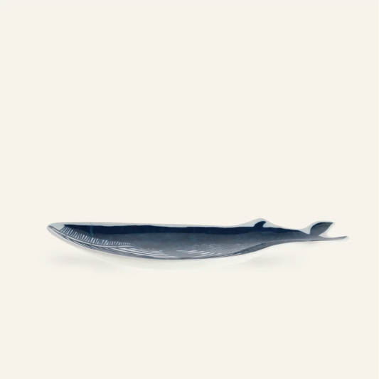 Assiette longue en porcelaine "Baleine bleue"