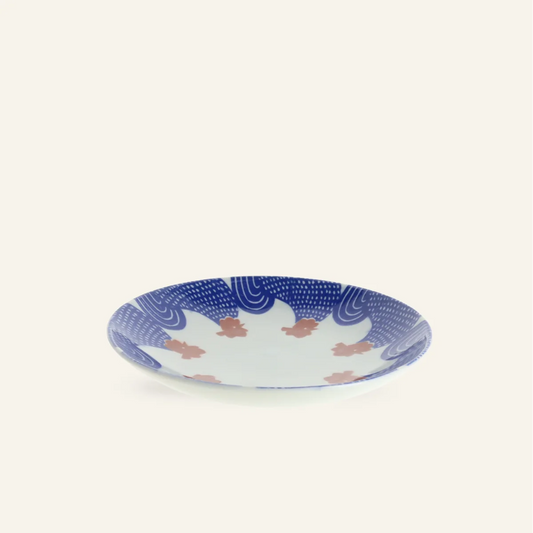 Assiette ronde en porcelaine motifs "Coqs"