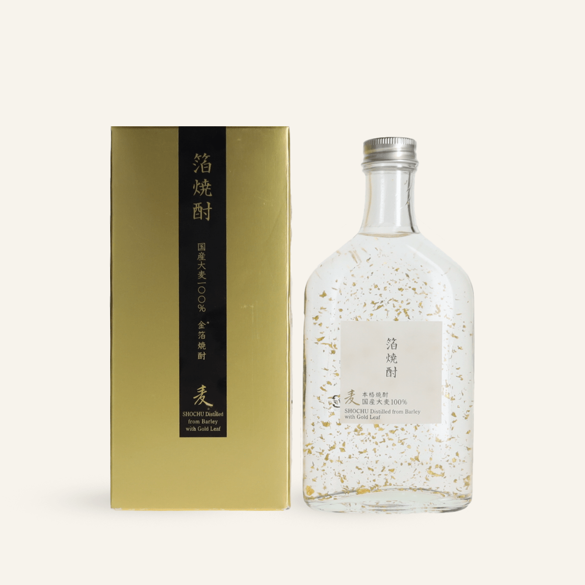 Boisson spiritueuse Shochu d'orge avec feuilles d'or 200ml (27% vol.)