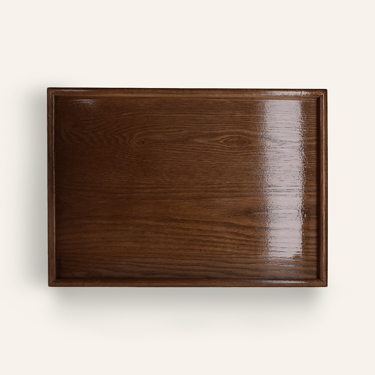 Large rectangular Paulownia tray with non-slip lacquer