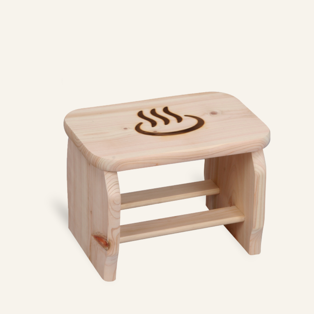 Tabouret de bain Onsen en bois hinoki