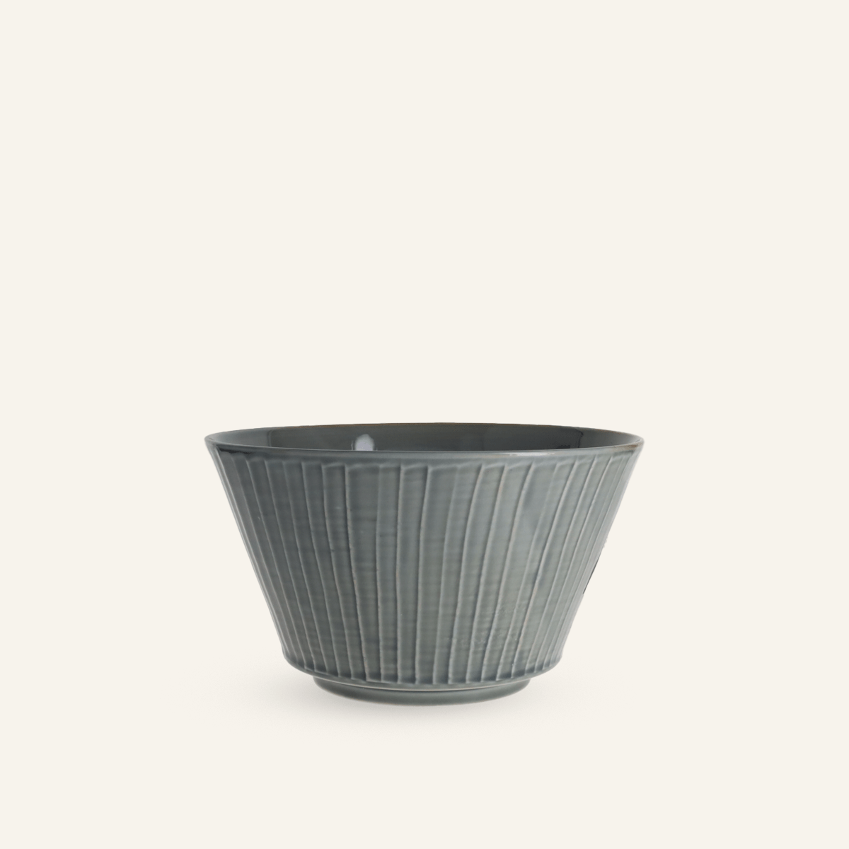 Grand bol rayé gris en porcelaine Hasamiyaki "choukokumon"