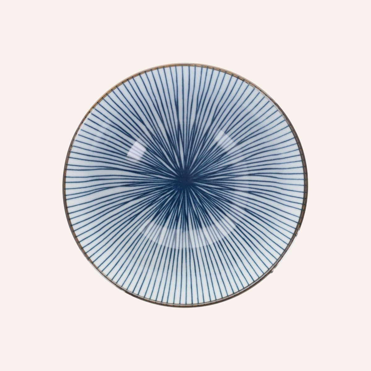 Minoyaki porcelain blue striped bowl "naigai sensuji"