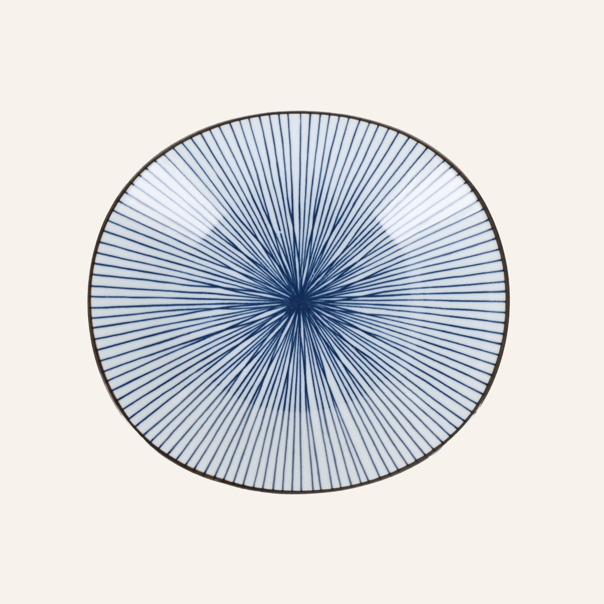 Minoyaki "sensuji" blue striped porcelain plate