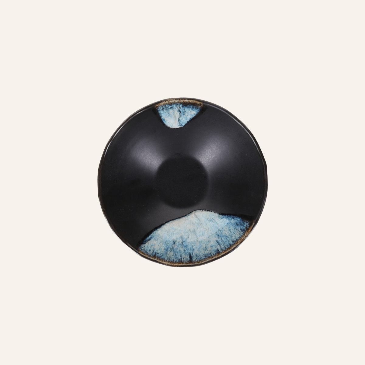 Black and blue fine earthenware bowl Setoyaki "yuki"