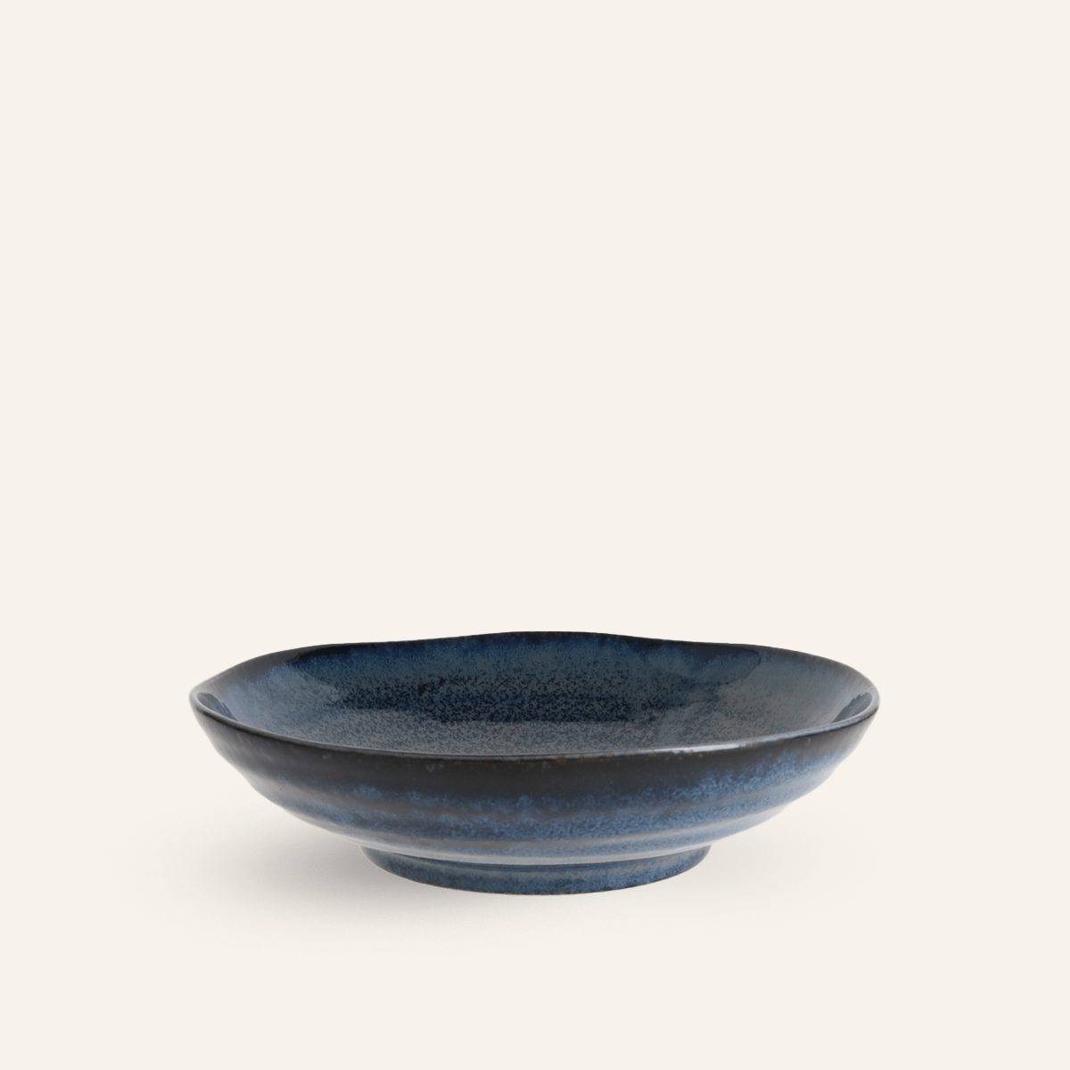 Minoyaki "kon" fine earthenware blue noodle plate