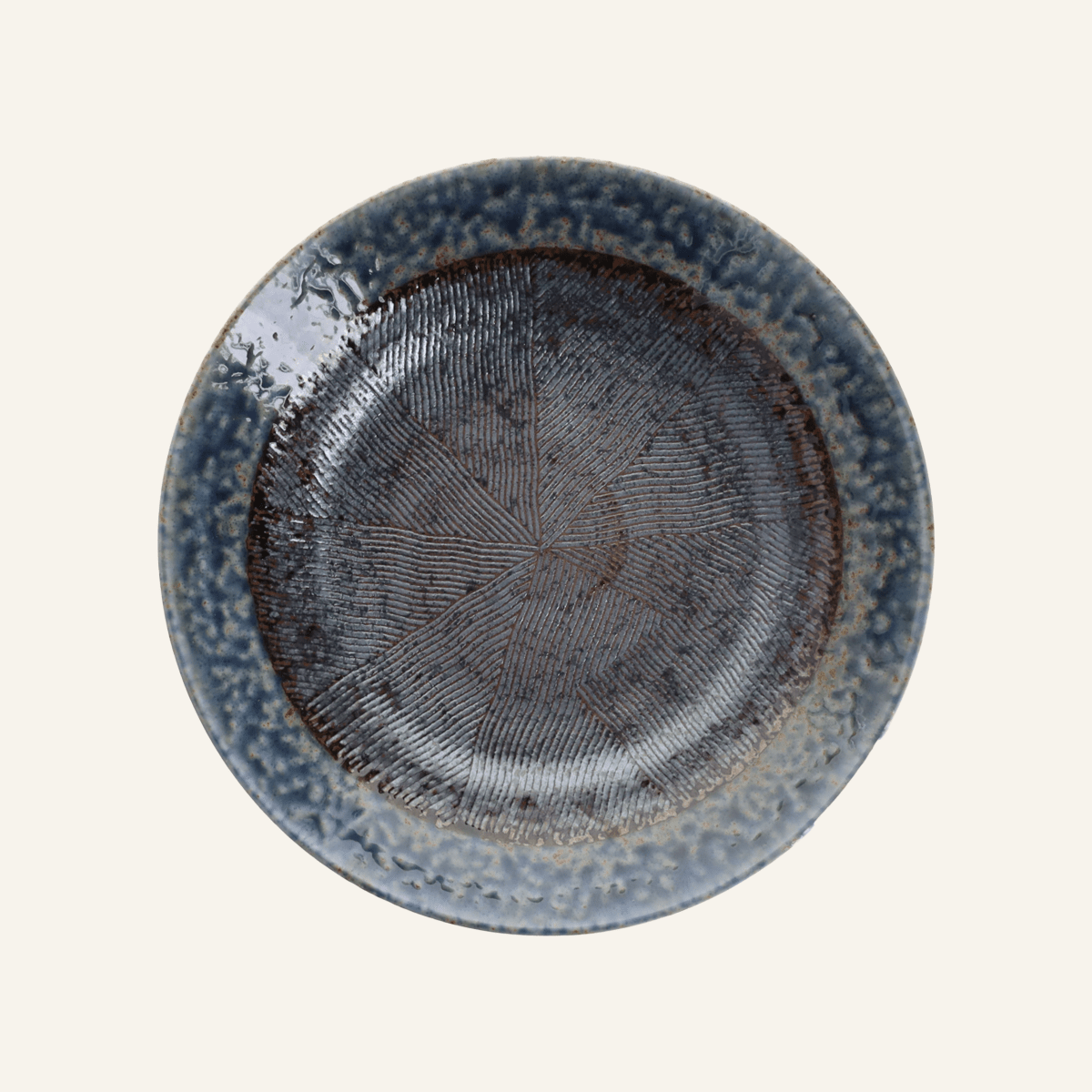 Minoyaki "mingei" fine earthenware noodle plate