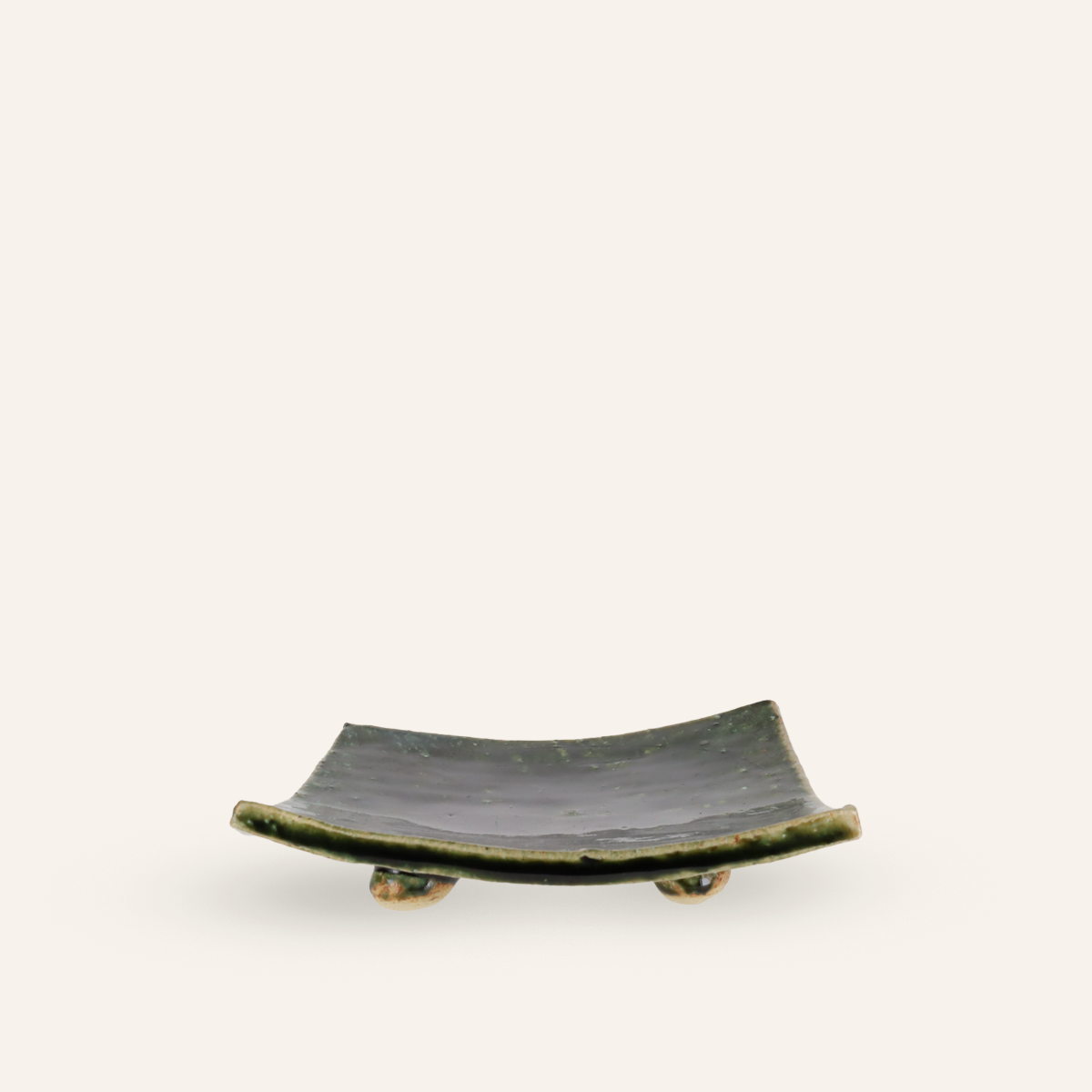 Small square ceramic plate Minoyaki "shida"