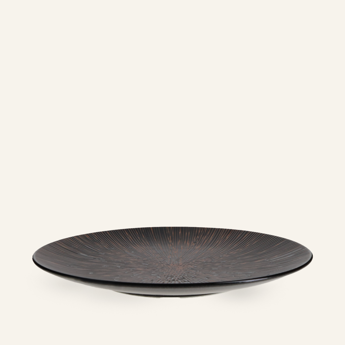 Large fine earthenware plate Minoyaki "kizami"