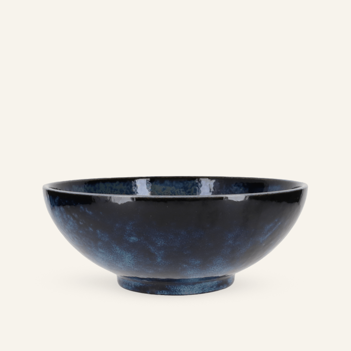 Minoyaki "sapphire" fine earthenware blue noodle bowl