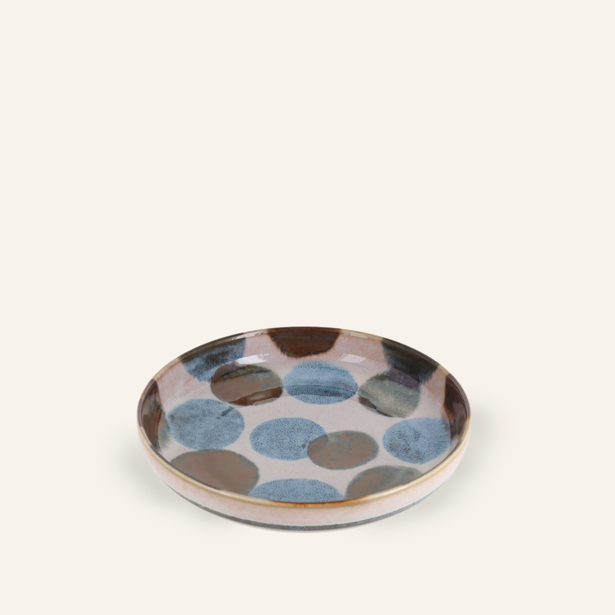 Assiette à pâtes en porcelaine Minoyaki "Tenda", teintes inspirées d'Okinawa
