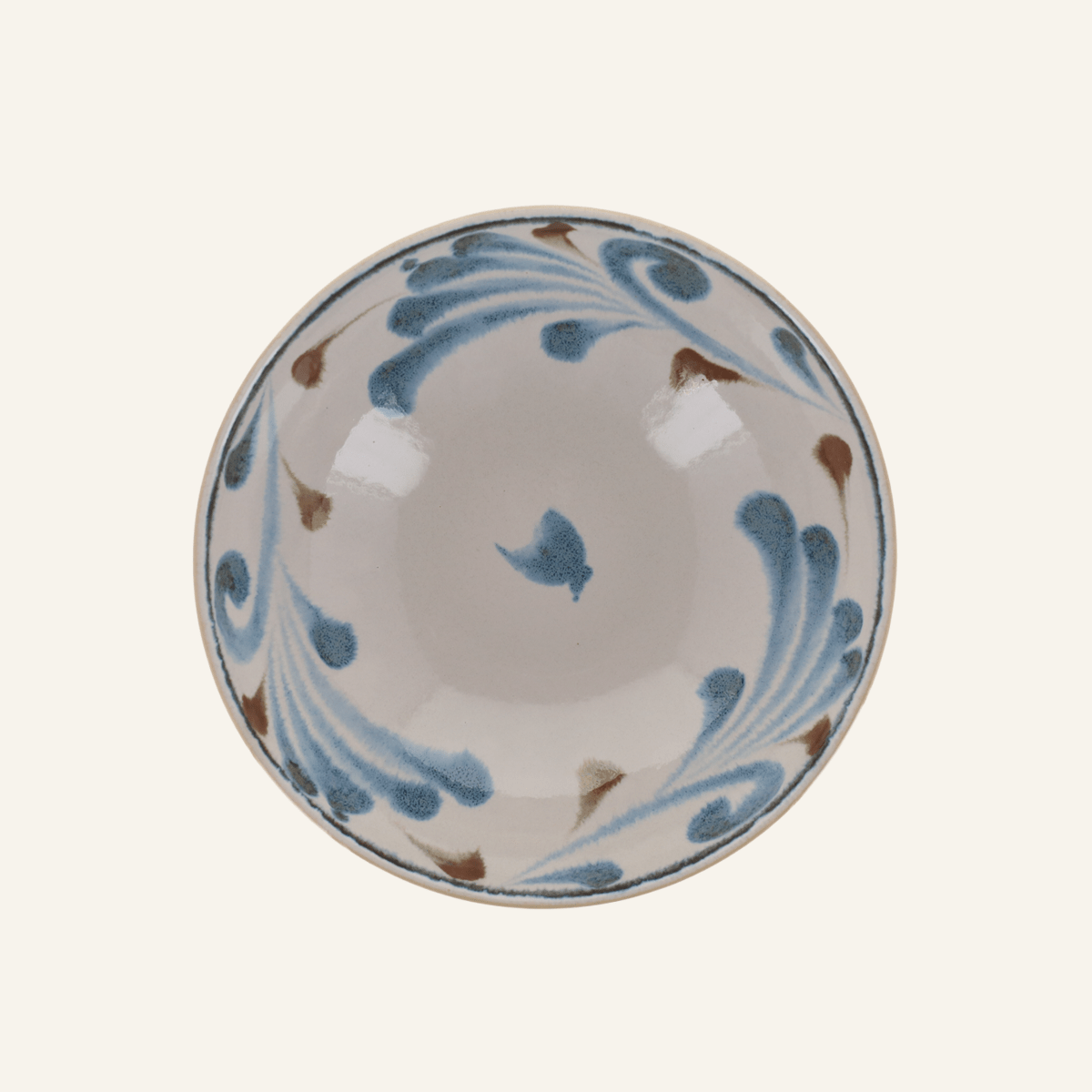 Minoyaki porcelain bowl "Karakusa", shades inspired by Okinawa