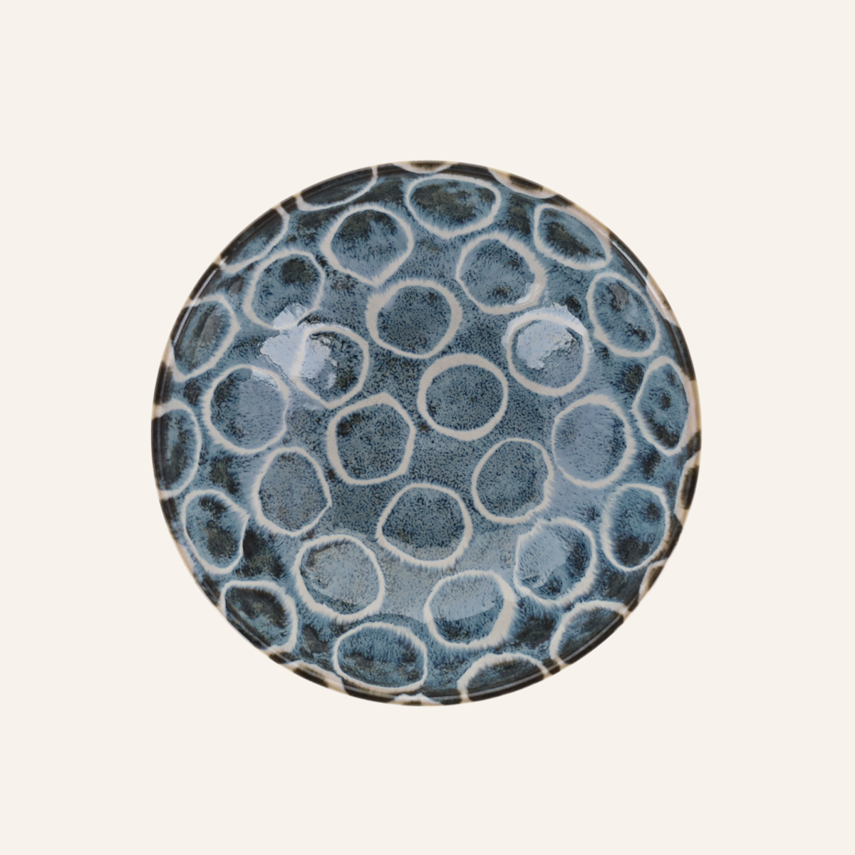 Bol à nouilles en porcelaine Minoyaki "Momomaru", teintes inspirées d'Okinawa