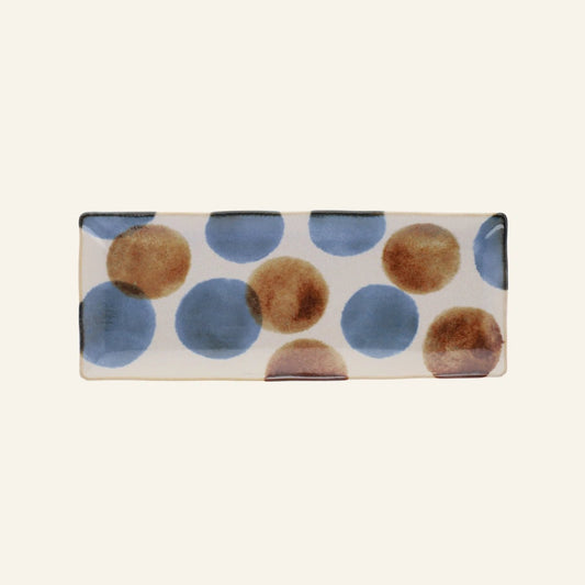 Assiette rectangulaire en porcelaine Minoyaki "Tenda", teintes inspirées d'Okinawa