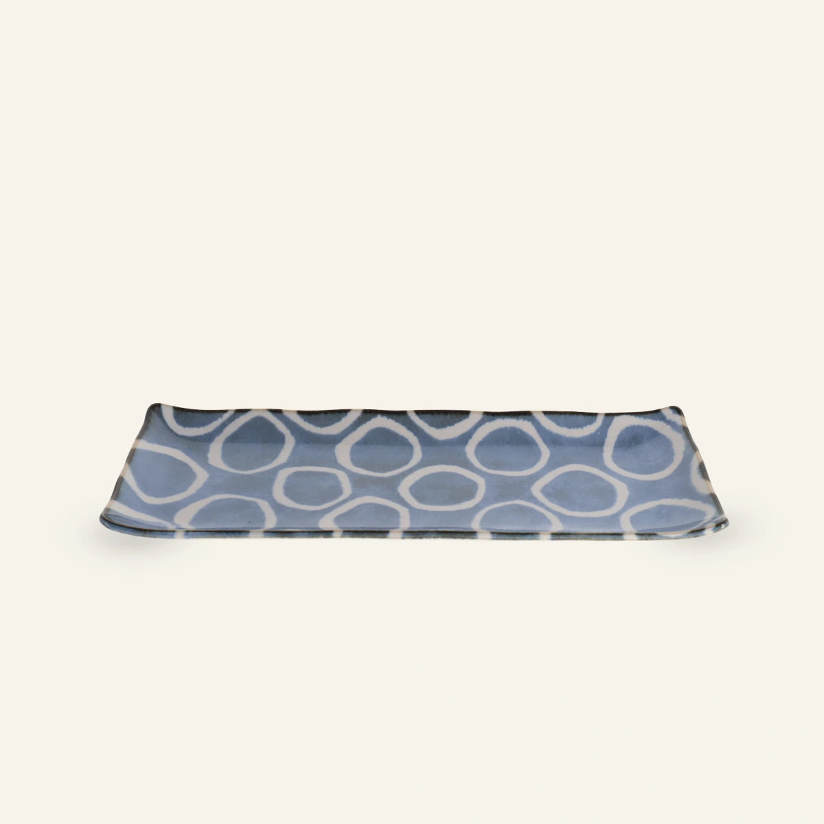 Assiette rectangulaire en porcelaine Minoyaki "Momomaru", teintes inspirées d'Okinawa