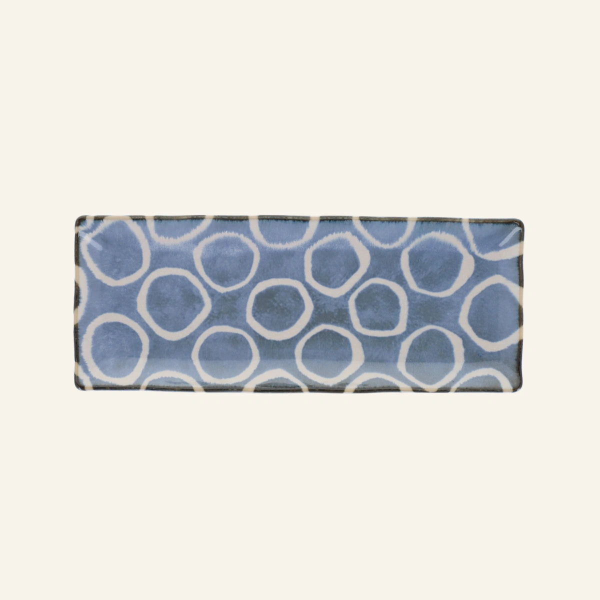 Assiette rectangulaire en porcelaine Minoyaki "Momomaru", teintes inspirées d'Okinawa