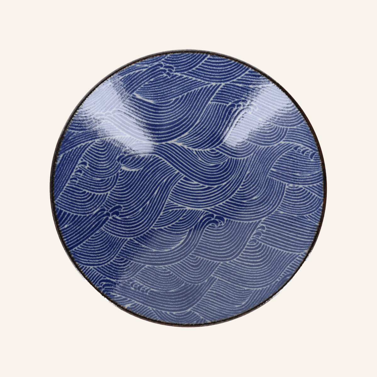 Minoyaki "Ofuke" Fine Earthenware Wave Noodle Bowl