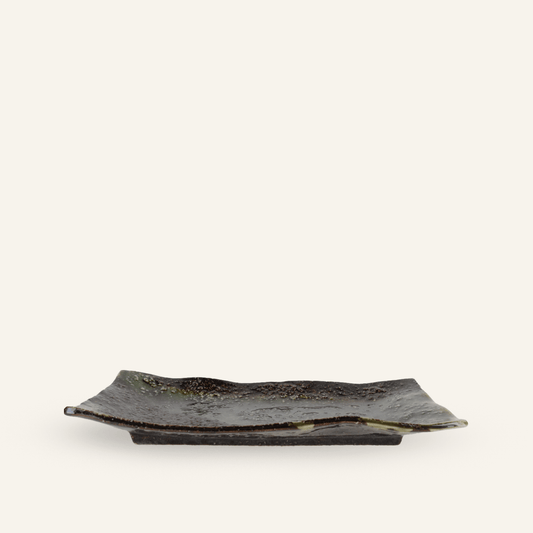 Assiette verte faïence fine Minoyaki "namibuchi"