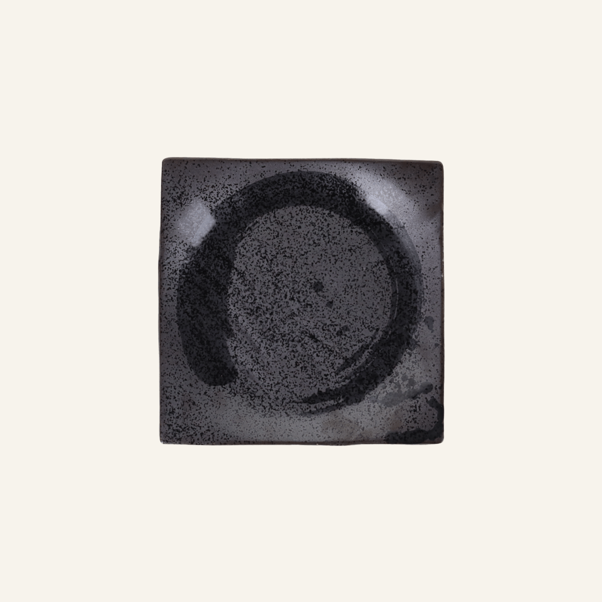 Minoyaki "kurosara" fine earthenware square plate