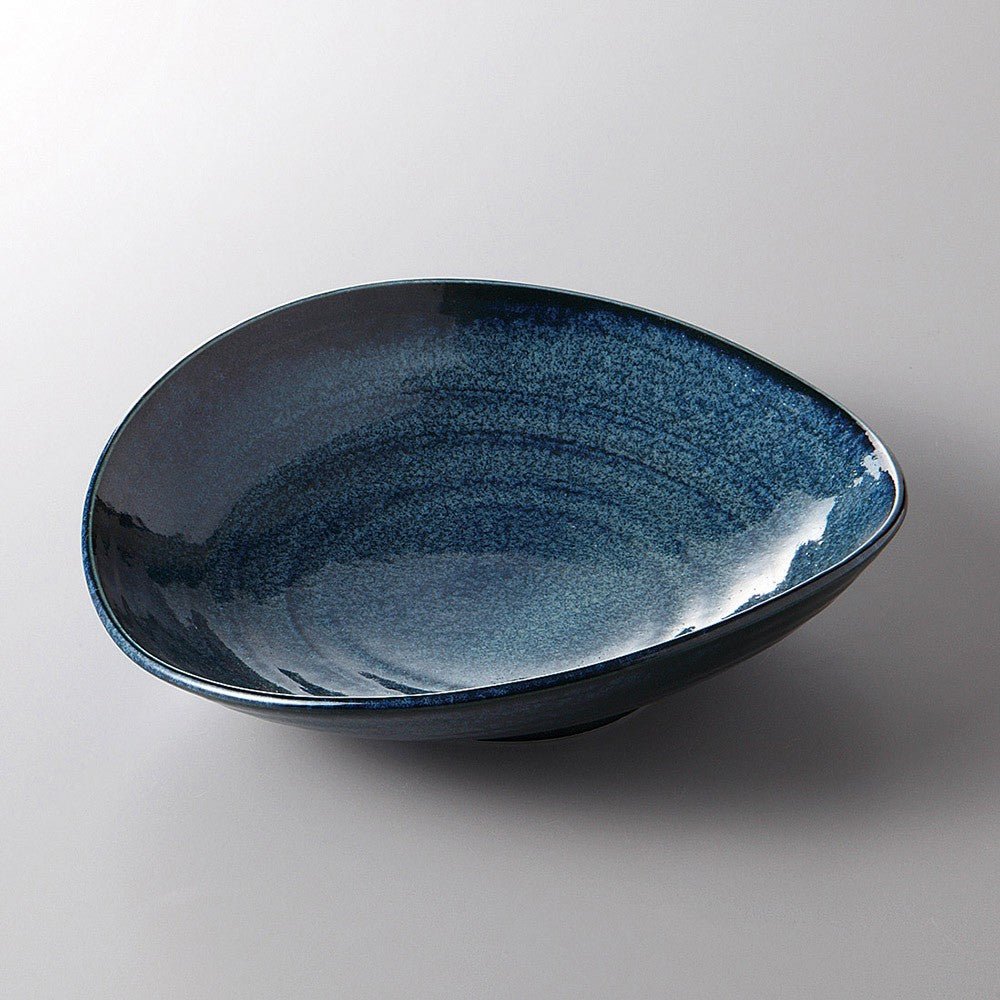 Saladier évasé bleu faïence fine Minoyaki "sarada"