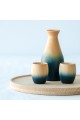 Service à saké indigo en bois de cyprès japonais hinoki