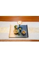 Assiette rectangulaire en bois de marronier du Japon Tochi teint à l'indigo