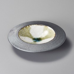 fine earthenware flat edge plate Minoyaki "rimu"