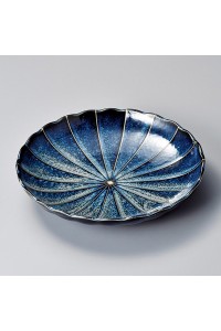 Fine earthenware blue plate Minoyaki "aome"