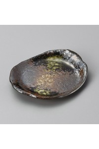 Fine earthenware small brown plate Minoyaki "zuiun"