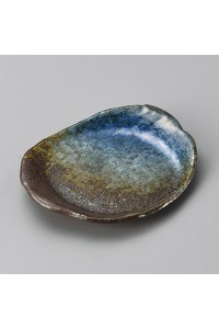 Fine earthenware small blue plate Minoyaki "mori no mizuumi"
