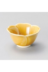 Ceramic yellow flower appetizer bowl Setoyaki "ame"