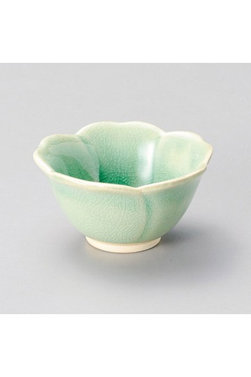Ceramic green flower appetizer bowl Setoyaki "minto"