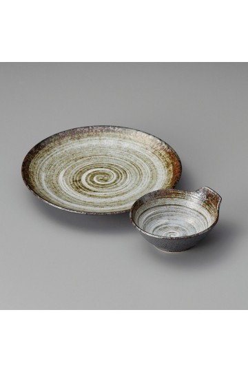 Fine earthenware white spiral small Tonsui bowl Minoyaki "senpuu"