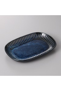 Fine earthenware rectangular small plate Minoyaki "Hasui"
