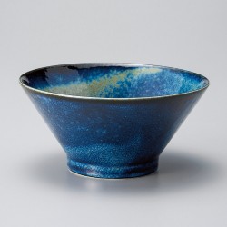 Fine earthenware blue donburi bowl Minoyaki "saphir"