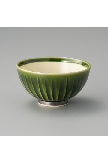 Fine earthenware green rice bowl Setoyaki "sogi"