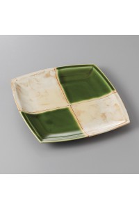 Fine earthenware square plate Setoyaki "oribe"