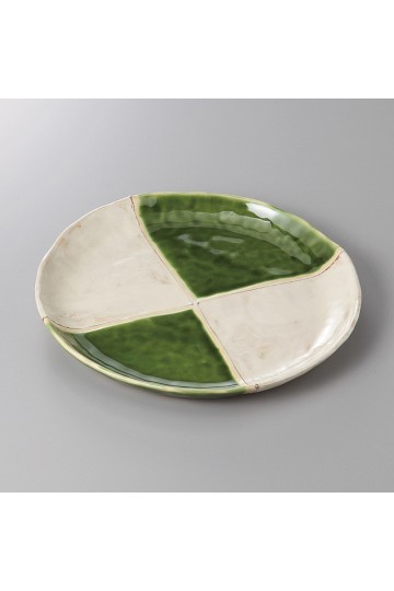 Fine earthenware plate Setoyaki "oribe"