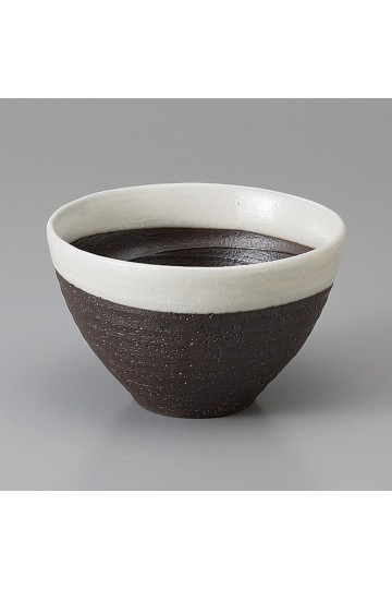 Ceramic white edge bowl Minoyaki "kuroyuki"