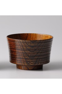 Lacquered japanese zelkova wood brown bowl