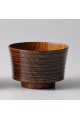 Lacquered japanese zelkova wood brown bowl