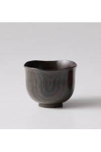 Lacquered japanese zelkova wood black teacup