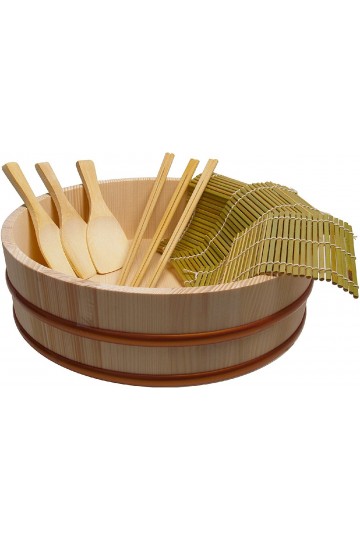 Temakizushi set with Sushi rice tub, 3 laths, 3 rice spatulas, 3 chopsticks