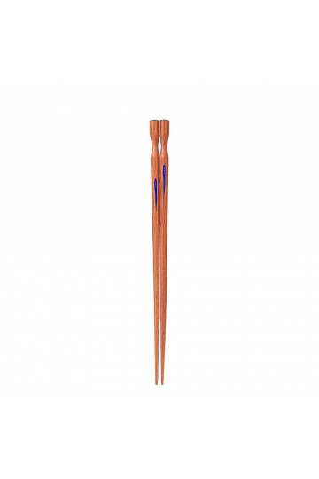 Carved wooden blue chopsticks "hakkaku"