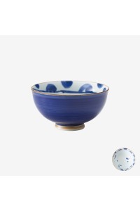 Bol à riz bleu en porcelaine Hasamiyaki "Hyottoko"