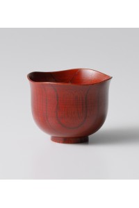 Lacquered japanese zelkova wood red teacup