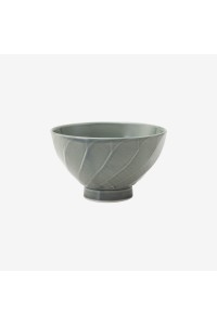 Bol à riz sculpté gris en porcelaine Hasamiyaki "choukokumon"