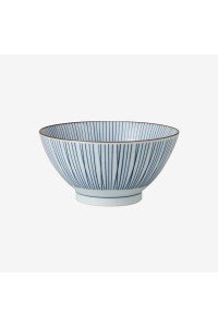 Bol à donburi à rayures bleues en porcelaine Minoyaki "naigai sensuji"