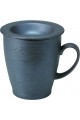 Mug noir et couvercle avec filtre céramique Hasamiyaki "kurosendan"